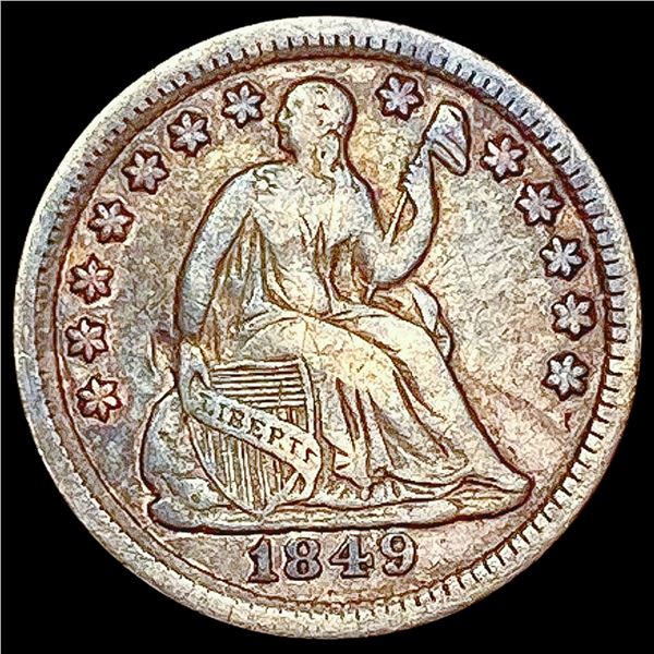 1849 Seated Liberty Half Dime LIGHTLY CIRCULATED