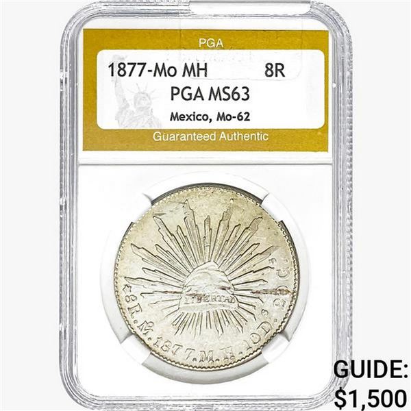1877-Mo MH .7859oz Silver Mexico 8Reales PGA MS63
