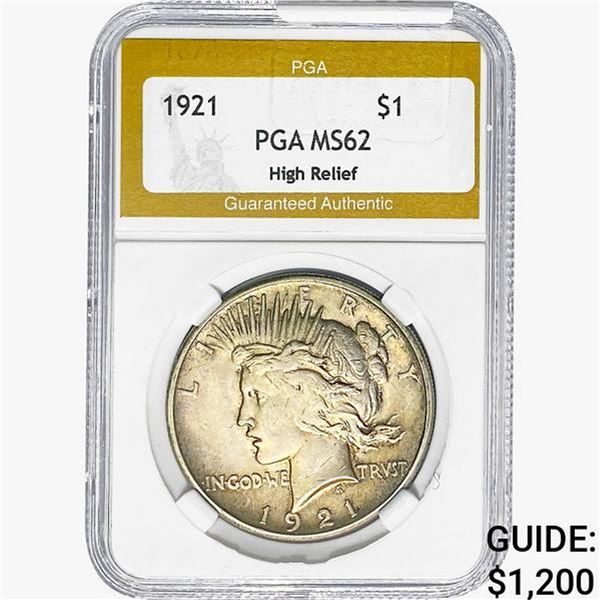 1921 Silver Peace Dollar PGA MS62 HR