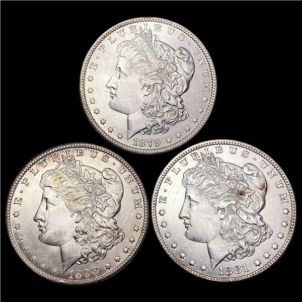 1879-1898 Morgan Silver Dollar Lot [3 Coins] UNCIR