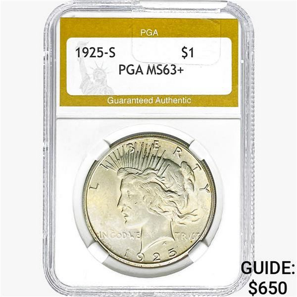1925-S Silver Peace Dollar PGA MS63+