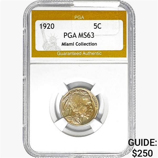 1920 Buffalo Nickel PGA MS63 Miami COLL.