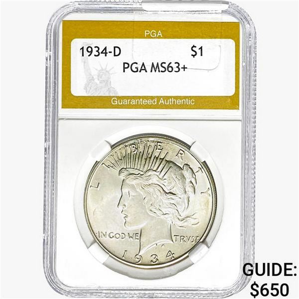 1934-D Silver Peace Dollar PGA MS63+