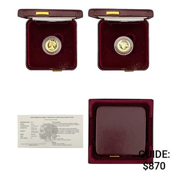 2018 .10oz Gold U.S. Mint PF Am. Liberty