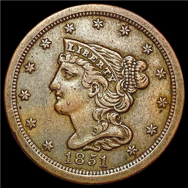 1851 Braided Hair Cent CLOSELY UNCIRCULATED