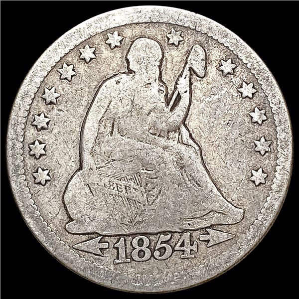 1854-O Arrows Seated Liberty Quarter NICELY CIRCUL