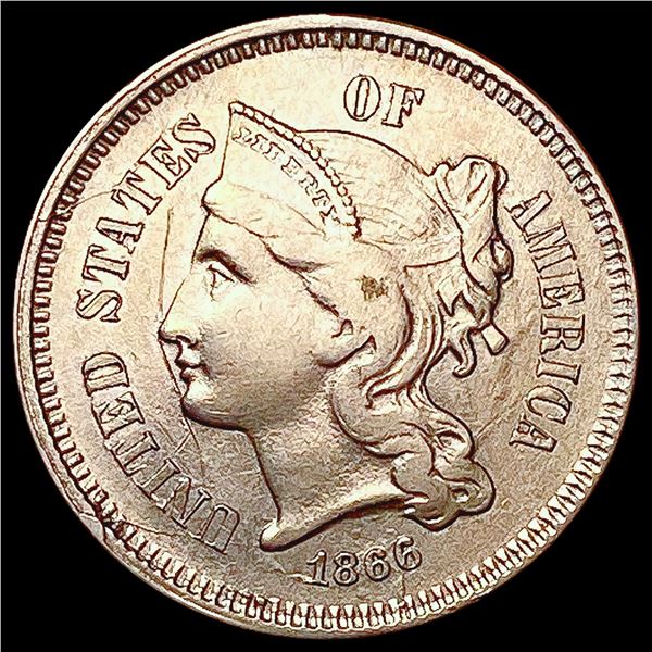 1866 Nickel Three Cent CLOSELY UNCIRCULATED