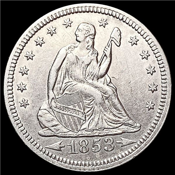 1853 Arrows Seated Liberty Quarter CHOICE AU