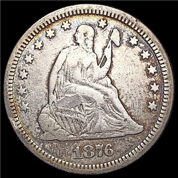 1876-CC Seated Liberty Quarter LIGHTLY CIRCULATED