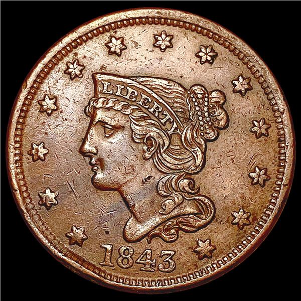 1843 Braided Hair Large Cent CLOSELY UNCIRCULATED