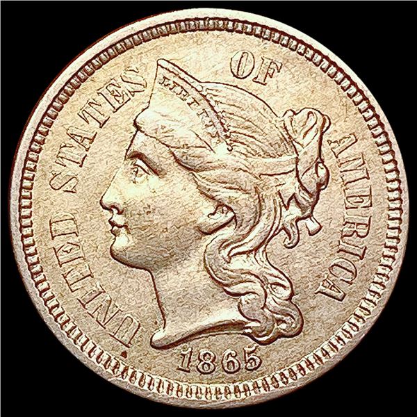 1865 Nickel Three Cent CLOSELY UNCIRCULATED