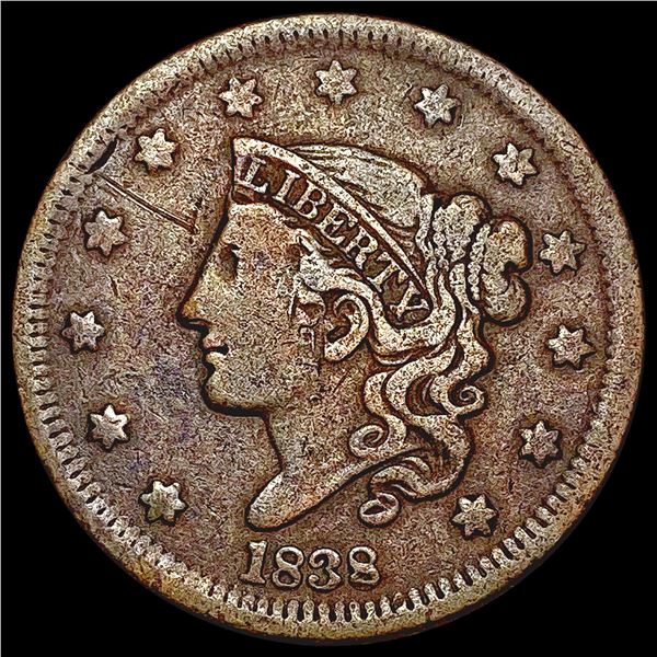 1838 Coronet Head Large Cent LIGHTLY CIRCULATED