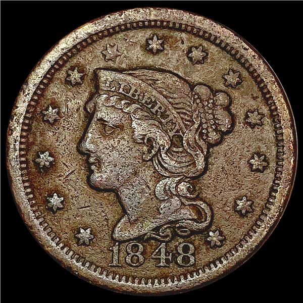 1848 Braided Hair Large Cent LIGHTLY CIRCULATED
