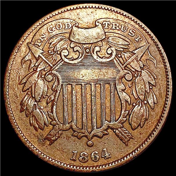 1864 Sm. Motto Two Cent Piece NEARLY UNCIRCULATED