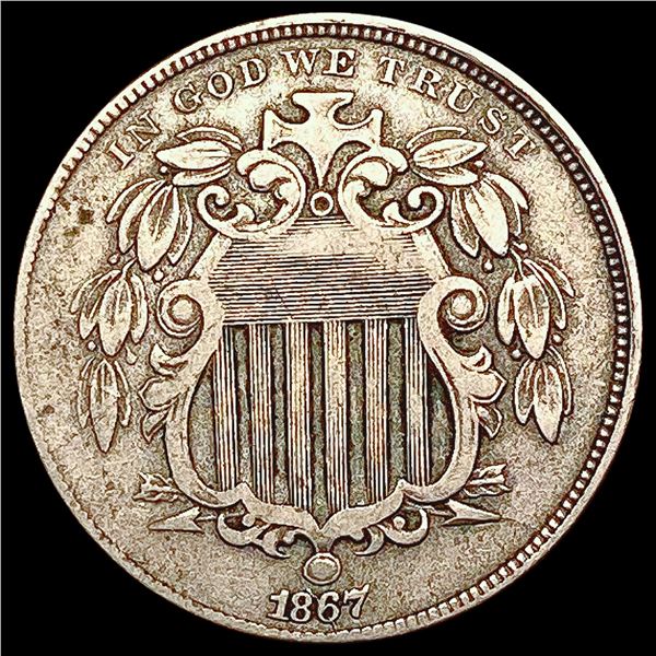 1867 No Rays Shield Nickel LIGHTLY CIRCULATED