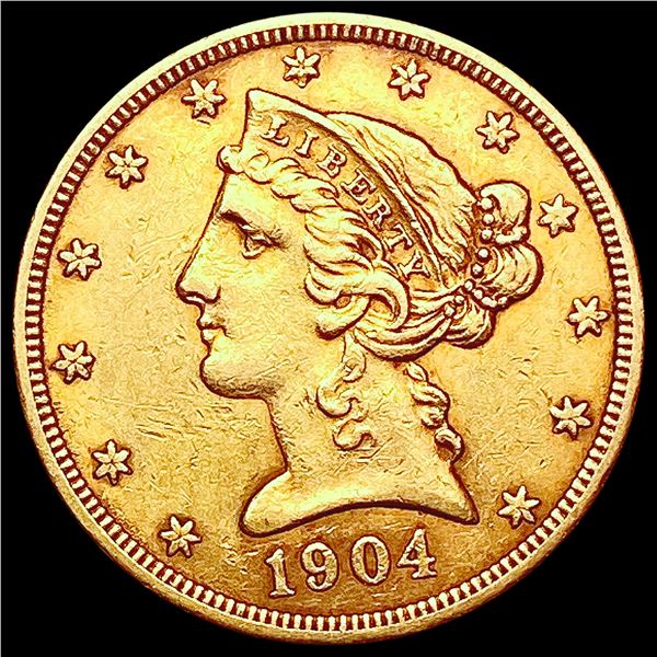 1904 $5 Gold Half Eagle CLOSELY UNCIRCULATED