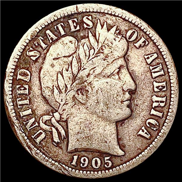 1905-O Micro O Barber Dime LIGHTLY CIRCULATED