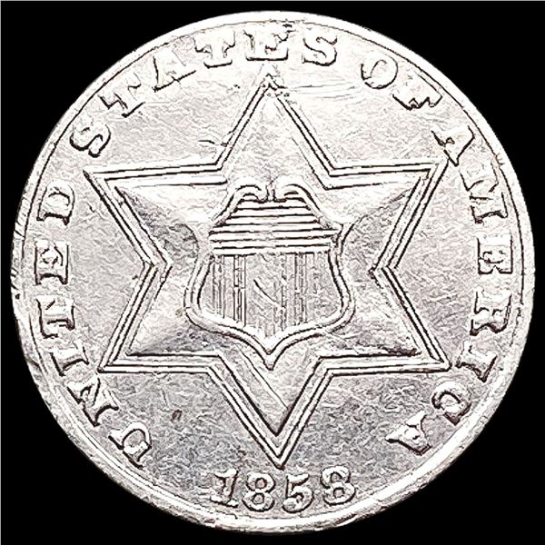 1858 Silver Three Cent CLOSELY UNCIRCULATED