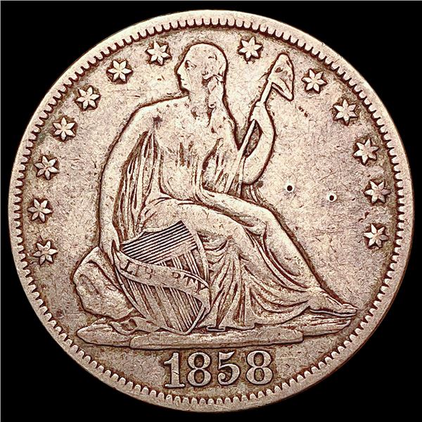 1858 Seated Liberty Half Dollar LIGHTLY CIRCULATED