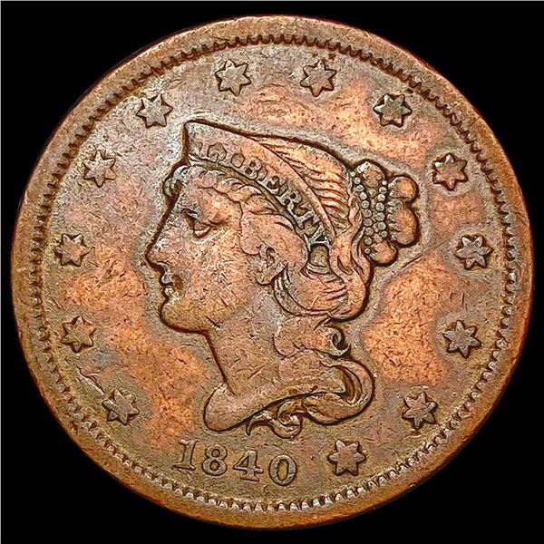 1840 Braided Hair Large Cent LIGHTLY CIRCULATED