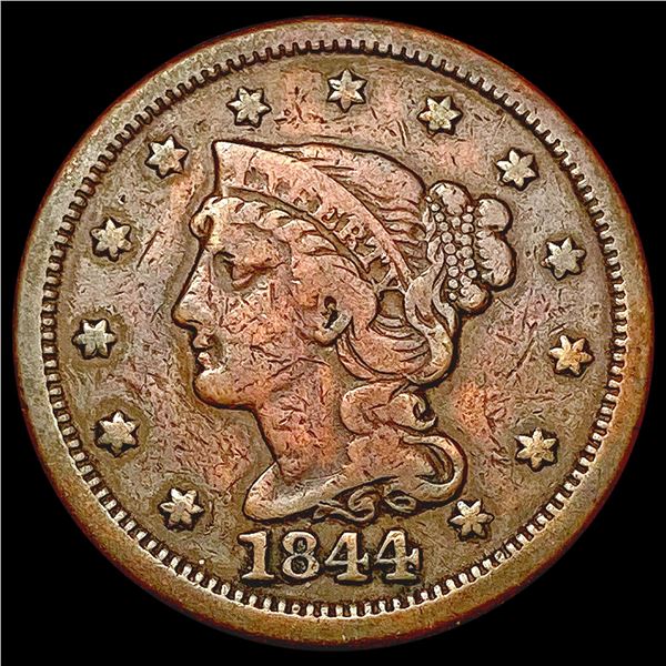 1844 Braided Hair Large Cent LIGHTLY CIRCULATED