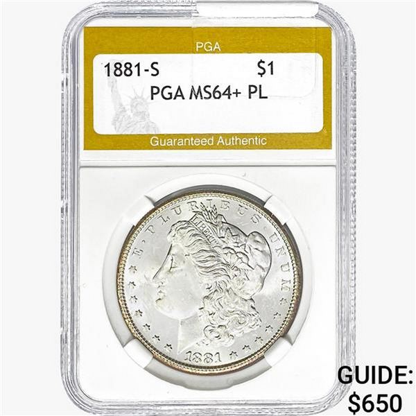 1881-S Morgan Silver Dollar PGA MS64+ PL