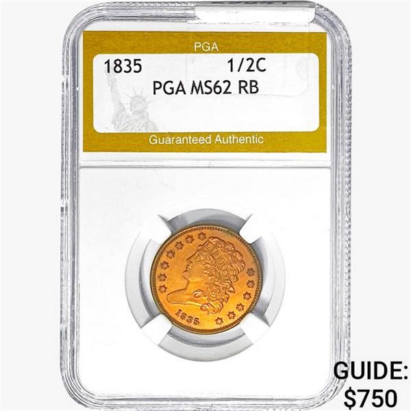 1835 Classic Head Half Cent PGA MS62 RB