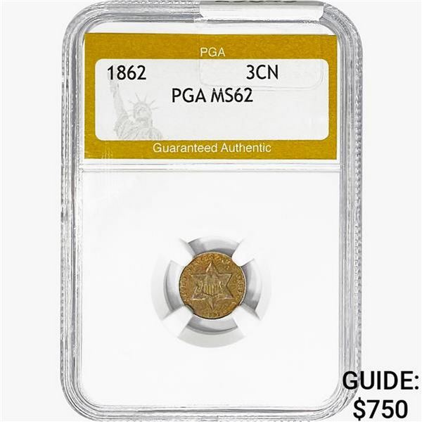 1862 Nickel Three Cent PGA MS62