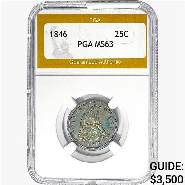 1846 Seated Liberty Quarter PGA MS63
