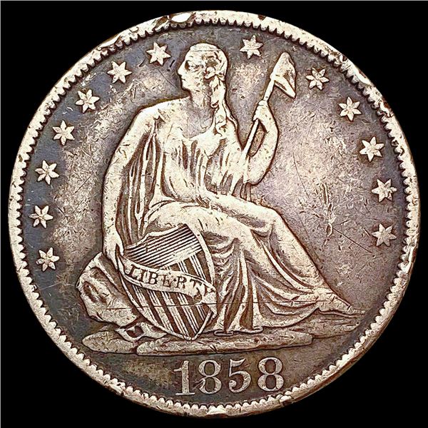 1858-O Seated Liberty Half Dollar LIGHTLY CIRCULAT