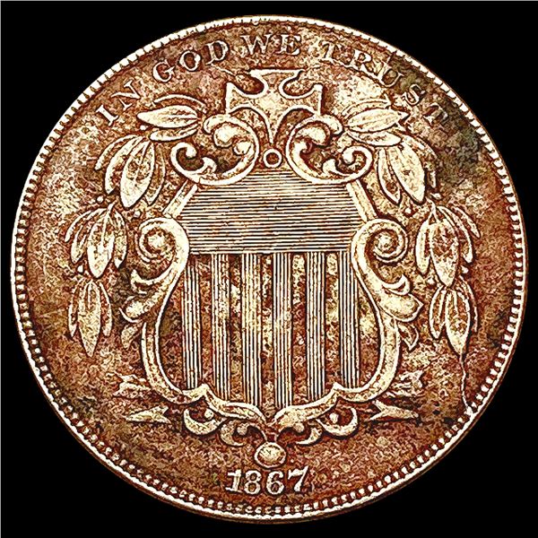 1867 Shield Nickel NEARLY UNCIRCULATED