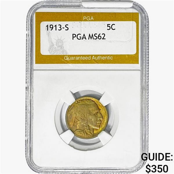 1913-S Buffalo Nickel PGA MS62
