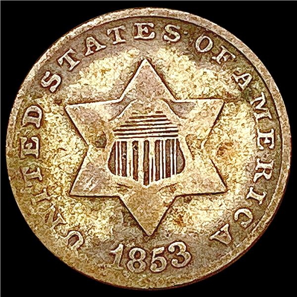1853 Silver Three Cent NICELY CIRCULATED