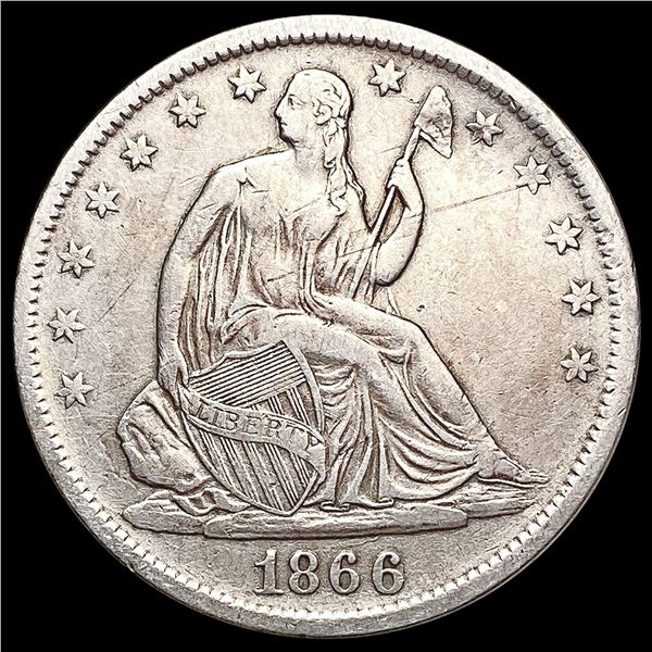 1866-S No Motto Seated Liberty Half Dollar CLOSELY UNCIRCUL