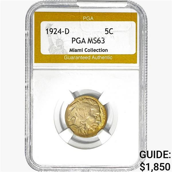 1924-D Buffalo Nickel PGA MS63 Miami Coll.
