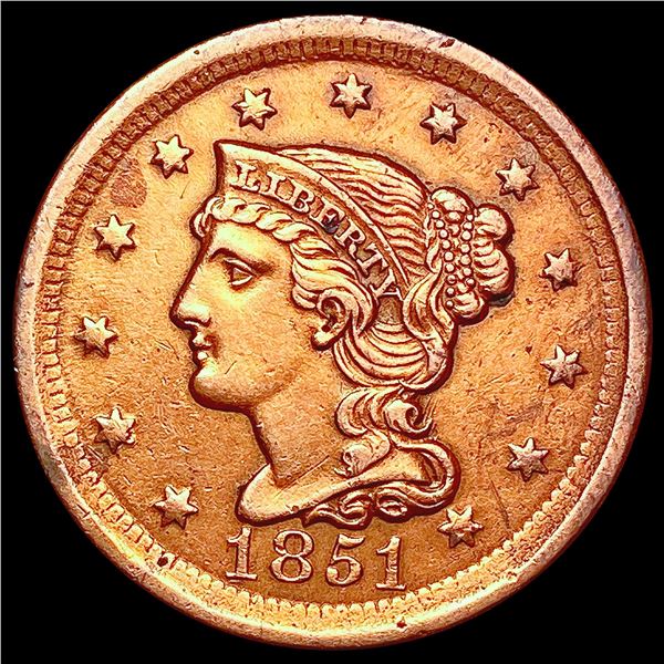 1851 Braided Hair Large Cent HIGH GRADE