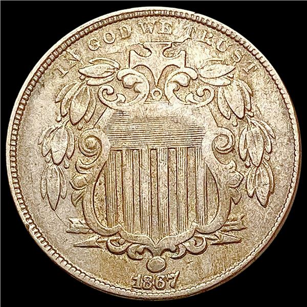 1867 No Rays Shield Nickel CLOSELY UNCIRCULATED
