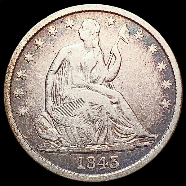 1843 RPD Seated Liberty Half Dollar LIGHTLY CIRCUL