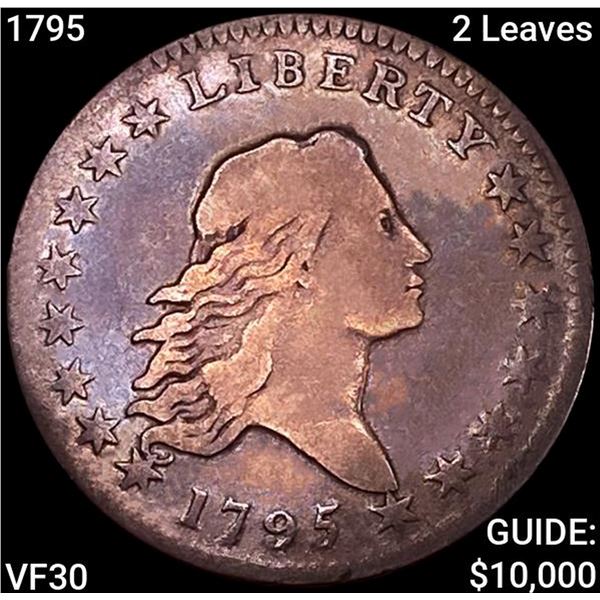 1795 2 Leaves Flowing Hair Half Dollar LIGHTLY CIRCULATED