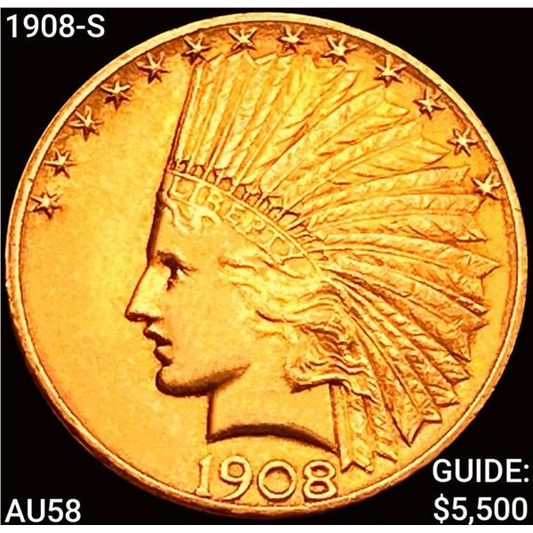 1908-S $10 Gold Eagle CHOICE AU
