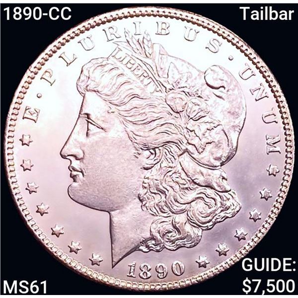 1890-CC Tailbar Morgan Silver Dollar UNCIRCULATED