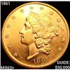 Image 1 : 1861 $20 Gold Double Eagle CHOICE BU+