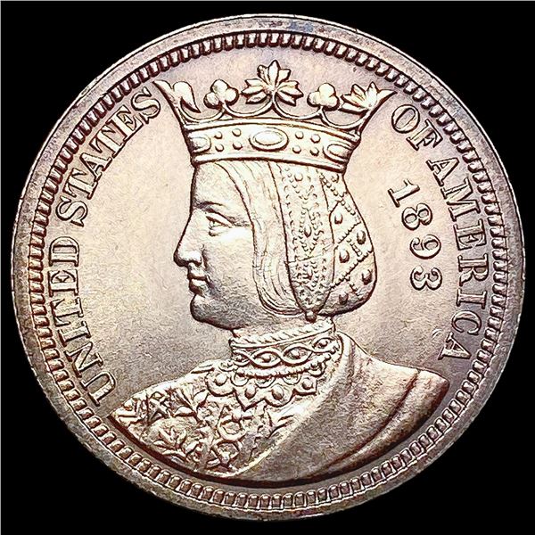 1893 Isabella Silver Quarter GEM BU
