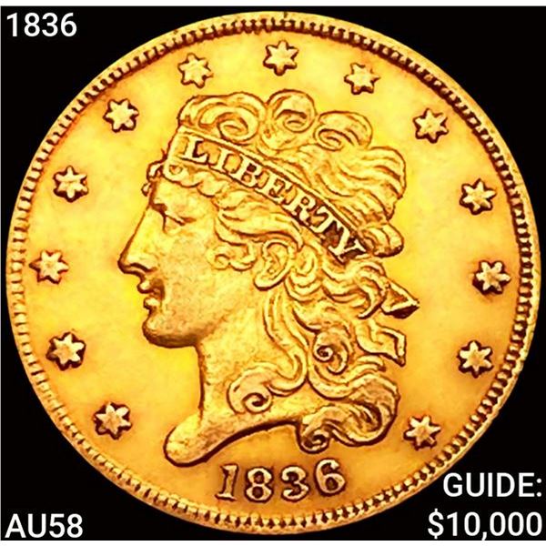 1836 $5 Gold Half Eagle CHOICE AU