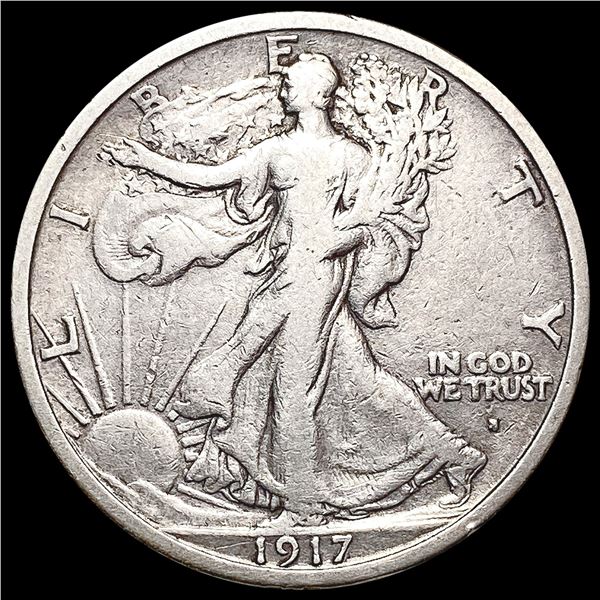 1917-S Obv Walking Liberty Half Dollar LIGHTLY CIR