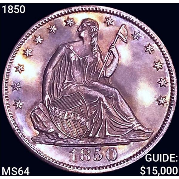 1850 Seated Liberty Half Dollar CHOICE BU