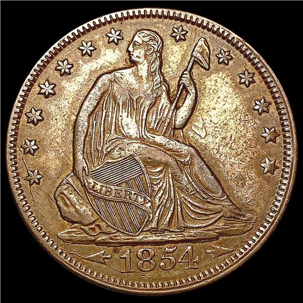 1854 Arr. Seated Liberty Half Dollar CLOSELY UNCIR