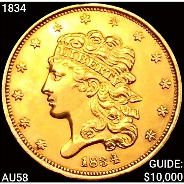 1834 $5 Gold Half Eagle CHOICE AU