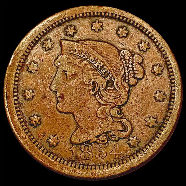 1854 Braided Hair Large Cent NEARLY UNCIRCULATED