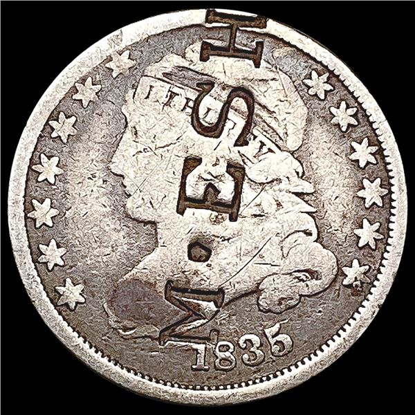 1835 Counterstamped Capped Bust Dime  HIGH GRADE